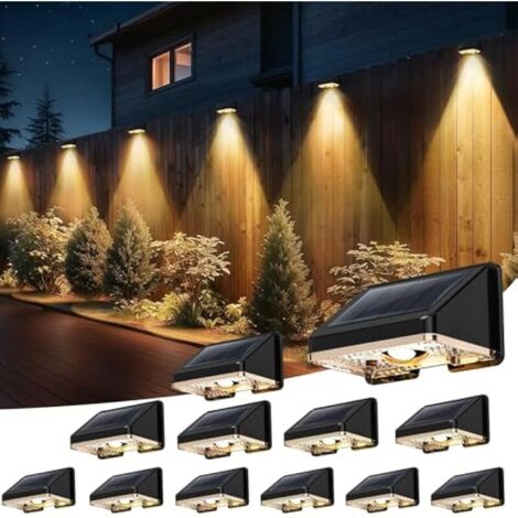 Applique Solaire Exterieur 12 Unités Lumiere Solaire Extérieur Blanc Chaud Lampe Solaire Murale Exterieur Étanche avec Joli Éclairage d'ambiance pour Clôture, Mur et Jardin (1/5)