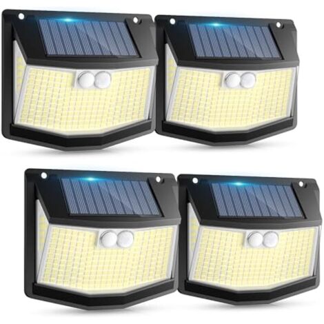 Lampe Solaire Exterieur Détecteur Mouvement: 248 LED Lumiere Solaire Extérieur avec Détecteur de Mouvement 3 Modes 270° Eclairage IP65 Etanche Spot Exterieur Mural Applique pour Jardin Garage 4 Paquet (1/5)