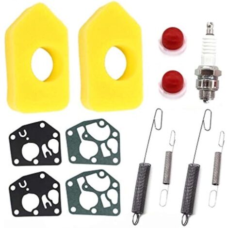 2 Set Filtre à air avec Membrane de carburateur Ressortsd pour Briggs & Stratton Quattro 450 500 550 Series 698369 Classic Sprint 795083 694394 692211 691859