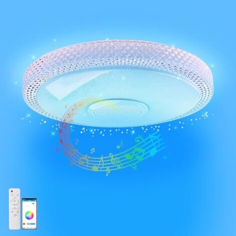 30W Plafonnier LED Dimmable RGB,Luminaire Plafonniers,Haut-parleur Bluetooth,changement de couleur RGB,moderne Led Lampe pour Chambre,Salle de Bain,Salon,D'Enfants (1/5)