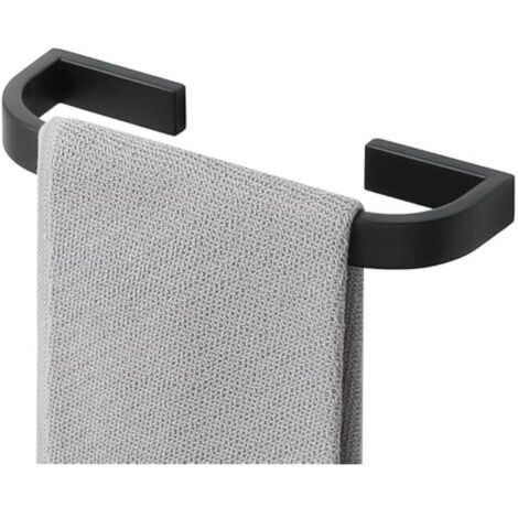 Porte Serviette Mural 25 CM en Acier Inoxydable SUS304, Barre Sèche Serviette pour Salle de Bain, Cuisine, Support Solide, Coins Arrondis, Installation Facile, Noir (1/5)