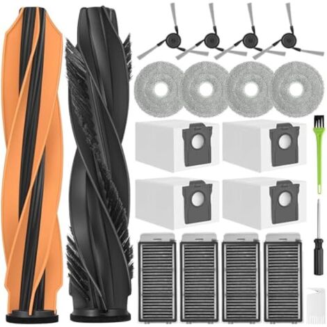 Accessoires pour Dreame L40s Pro Ultra/X50 Ultra/L50 Pro Ultra/X50 Master, Kit d' rechange avec 2 Brosses Principales, 4 Brosses Latérales, 4 Serpillères, 4 Sac À Poussière, 4 Filtre Hepa (1/5)