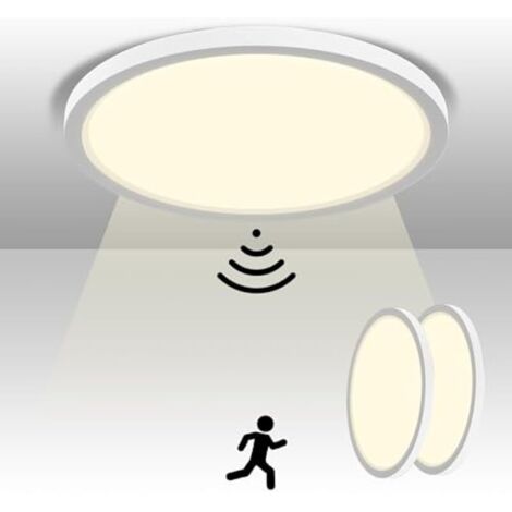 Plafonnier LED Rond Avec Détecteur de Mouvement Intérieur Ø23CM, 20W 4000K - Pour Couloir, Balcon, Cave - 2pc (1/5)