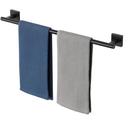 Porte Serviette Salle de Bain, Longueur 60 CM, Porte Serviette Mural en SUS 304 Acier Inoxydable, Porte Serviette Cuisine Antirouille et Durable, Porte Serviette avec Percage, Noir (1/5)