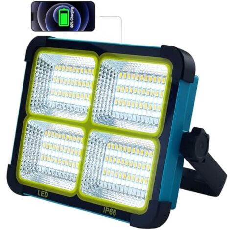 Projecteur LED 100W Rechargeable Solaire & USB-C  Lampe de Travail Portable 10000LM  16500mAh (12H Autonomie)  IP54 Anti-Pluie/Poussière  4 Modes pour Chantier, Camping, Atelier (1/5)