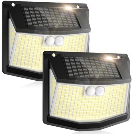Lampe Solaire Exterieur Detecteur Mouvement: 248 LED Solaire Extérieur Projecteur avec Détecteur de Mouvement 3 Modes 270° Eclairage Lumiere Sécurité sans Fil IP65 Etanche pour Jardin Garage Lot de 2 (1/5)