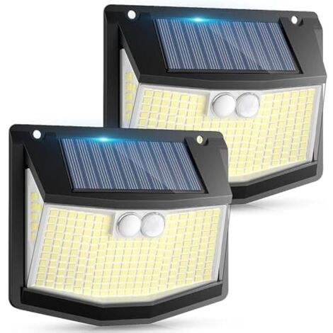 Lampe Solaire Exterieur Détecteur Mouvement: 248 LED Lumiere Solaire Extérieur avec Détecteur de Mouvement 3 Modes 270° Eclairage IP65 Etanche Spot Exterieur Mural Applique pour Jardin Garage 2 Paquet (1/5)