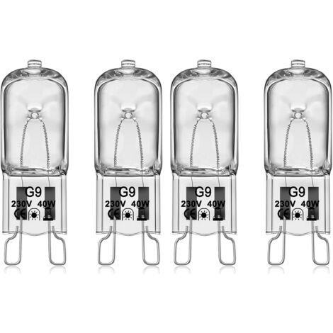 Ampoule halogène G9 40W 230V – Température maximale 300°C – Pour four et micro-ondes – Lot de 4 ampoules en verre de haute qualité (1/7)