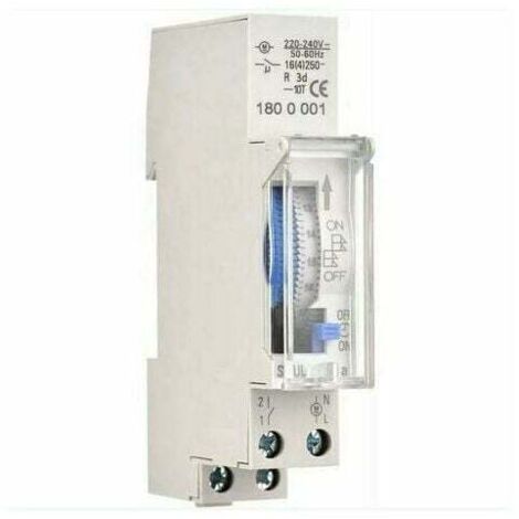 SNQ – Minuterie mécanique 24H – Programmable 15 min – Installation sur rail DIN – Tension AC220-240V – Batterie intégrée NI-MH 1,2V 40mAh