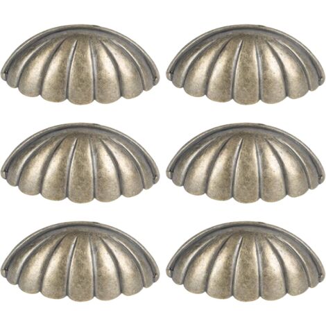 Serbia – Lot de 6 boutons de meuble en coquillage vintage – Poignées nautiques en alliage de zinc – Installation facile pour armoires et tiroirs