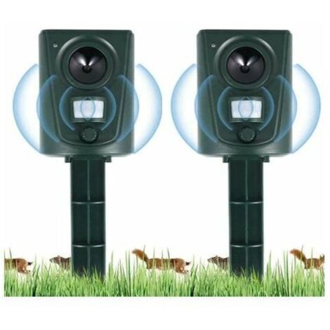 Debuns – Répulsif à ultrasons pour chats et chiens – Détecteur de mouvement jusqu'à 30m – Étanche et résistant aux intempéries – Installation facile avec piquet