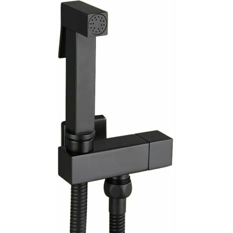 KZQ – Douchette WC en laiton noir – Pulvérisateur de bidet à main avec support mural – Tuyau acier inoxydable 150 cm – Hygiène personnelle