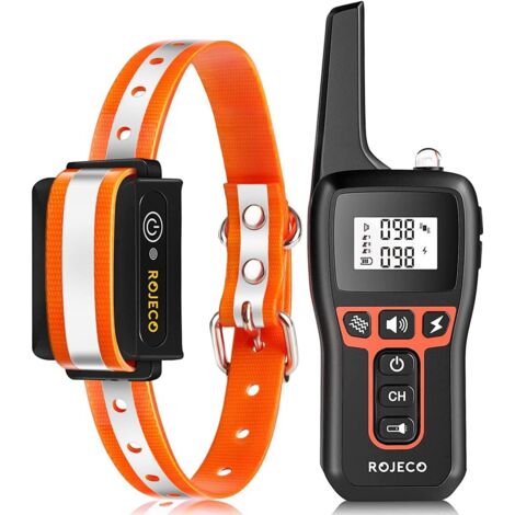 Collier de Dressage pour Chien, 1000m Collier Anti-aboiement Électronique et Rechargeable, Collier Réglable et Étanche IP67 avec 3 Modes Son Vibration Choc pour Petit Moyen Grand Chien, Orange