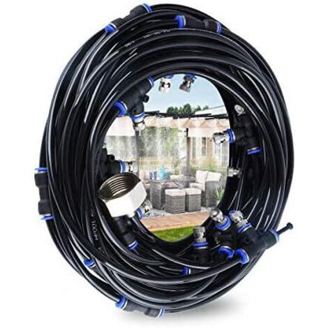 Brumisateur extérieur 10M – 10 buses en laiton pour patio, jardin, serre – Système de refroidissement par brume – Installation rapide