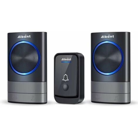 Sonnette sans fil : Sonnette électronique étanche IP65 avec portée de 200 m, kit comprenant 1 sonnette étanche et 2 récepteurs enfichables, 45 mélodies avec 4 réglages de volume (1/4)