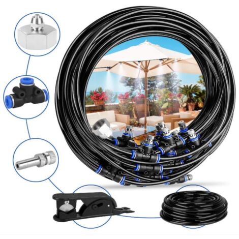 YMYNY Brumisateur Exterieur, 5M Brumisateur Terrasse avec 5 Buse Brumisateur +1Adaptateur (en Laiton, 3/4") Brumisateur pour Patio Jardin Serre Trampoline pour Parc Aquatique (1/5)