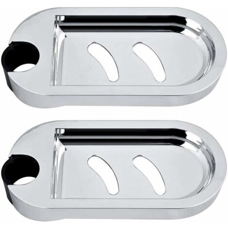 Lauwexe – Porte-savon pour douche réglable – 2 pièces en ABS chromé – Compatible barre de douche diamètre 25 mm – Circulation d'air pour savon sec