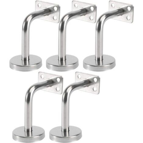 Lauwexe – Lot de 5 supports muraux en inox – Pour main courante bois et métal – Dimensions 6x8x5cm – Installation sécurisée pour escaliers