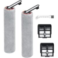 Rouleau de brosse et Filtre compatibles avec DREAME H15 Pro, H15 Mix, H15S, H15 Pro FoamWash, H12 Pro FlexReach – 2 rouleaux de brosse + 2 filtres + 1 brosse de nettoyage