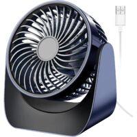 Mini ventilateur, ventilateur USB silencieux, ventilateur de table à 360°, ventilateur de table USB à 3 vitesses, ventilateur de table pour chambre à coucher, camping-car,bleu