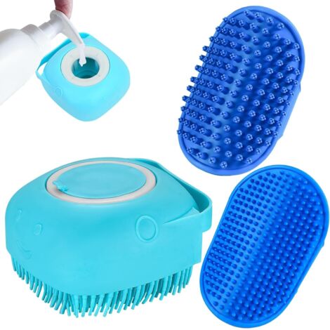 Ensemble de bain pour chien – Brosse de massage en silicone, distributeur de shampooing et brosses à récurer pour poils courts et longs (1/5)
