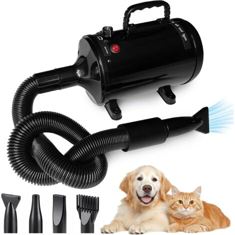 Pulseur Chien Professionnel Sèche-Cheveux pour Chien 2800W Souffleur Chien Pulseur pour Chien Poils Longs Silencieux Sechoir Chien Animaux Vitesse Continue et Température Réglable avec 4 Buses