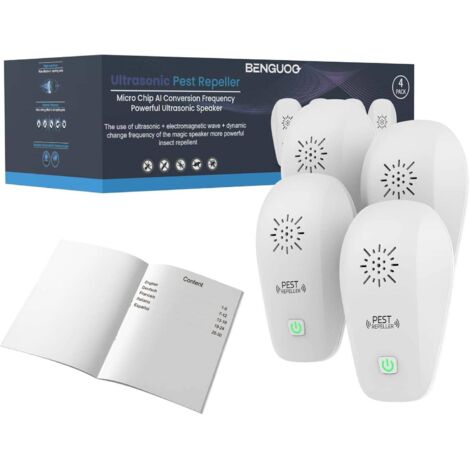 Ultrason Souris et Rats 4 unités, Répulsif Souris à Ultrasons Puissant Portable, Repulsif Moustique Intérieur Prise Anti Rat Rongeur Efficace Contre Insecte Nuisible pour Maison Bureau