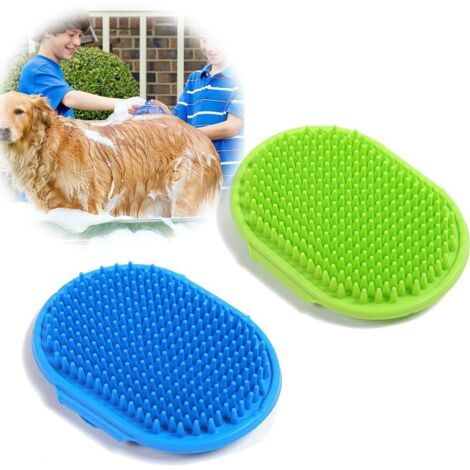 Lot de 2 brosses de bain pour chien - Brosse de toilettage en caoutchouc avec poignée réglable - Pour chiens et chats à poils longs (1/5)