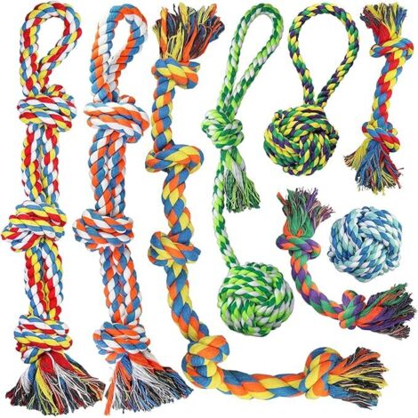 8 Jouets en Corde pour Chiens de Grande, Moyenne et Petite Taille - Pour Mâcheurs Agressifs - Robustes Jouets Dentaires pour Chiots (1/5)