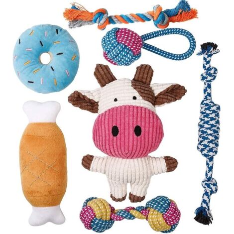 Jouet pour Chien - 7 Jouets Durables pour Chiots et Petits Chiens - Peluche Non Toxique en Coton Naturel (1/5)