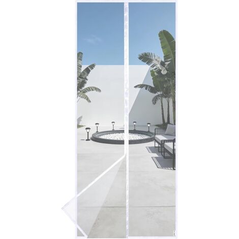 Moustiquaire Magnétique Pour Portes de Balcon et Fenêtres - Rideau Avec Aimants Puissants Pour Fermeture Parfaite - Installation Facile Sans Perçage (90x200CM, Blanc)