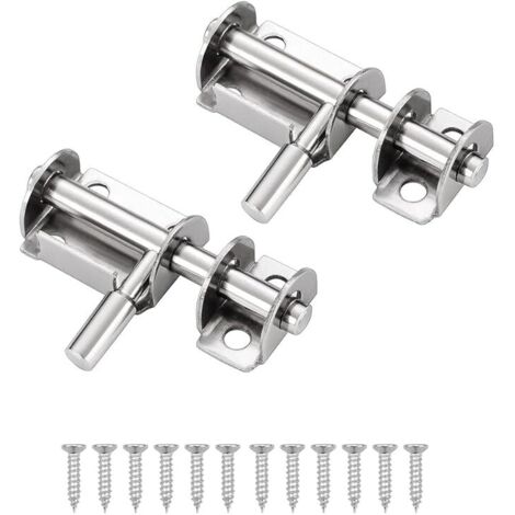 2 Pcs Loquet Porte Targette Acier Inoxydable Mini Verrou de Baie Coulissante Convient aux portes de jardin fenêtres entrepôts (Argent) (1/5)