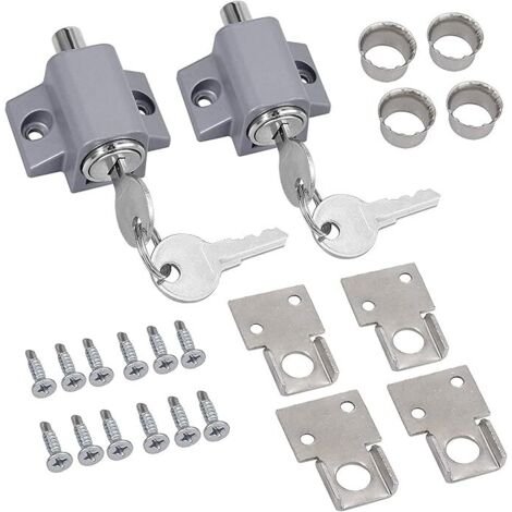 2PCS Verrou de Patio Coulissant Verrous de Porte Coulissants Professionnels Serrure Porte Coulissante Verrou de Sécurité pour Porte Fenêtre pour Familles Bébés Animaux Domestiques - Argent (1/5)