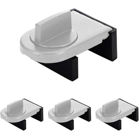 4 Pièces Verrou Baie Coulissante, Serrure Butée Réglable, Serrure de Sécurité pour Fenêtre, Bloque Fenetre Coulissante, Sans Perceuse, pour Portes et Fenêtres Coulissantes (Argent)