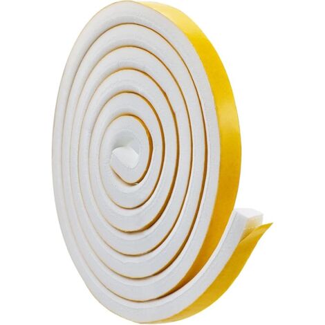 1 Rouleaux Joint Porte Isolation Joint Mousse Adhésif Joint Fenetre Isolation Caoutchouc 12mm(L) x12mm(H) Anti-glisse Bande Caoutchouc Anti-froid AntichocChaque 2m Total 4m(Blanc)