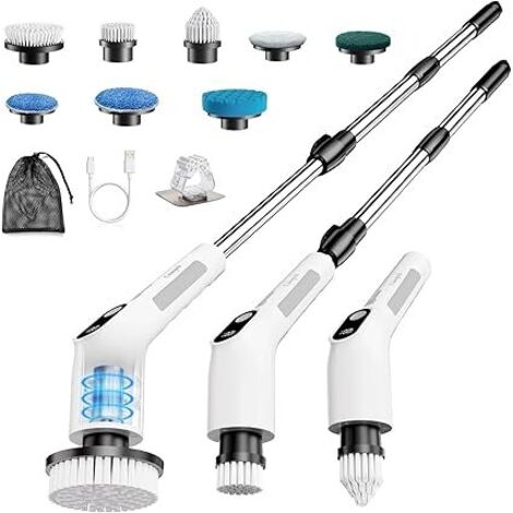 Brosse Rotative Nettoyage Electrique avec 8 Têtes Interchangeables, Rechargeable Brosse Nettoyage Salle de Bain, 2 Vitesses réglables,pour Salle de Bain, Cuisine, Carrelage et Sol (1/5)