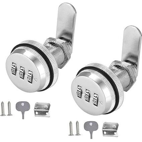 2 Pièces Tiroir de sécurité Boîte aux Lettres, Cam Cabinet Code Lock, Serrure à Came Sans Clé, Serrure de Combinaison, pour la Boîte aux Lettres du Tiroir de l'armoire (1/5)