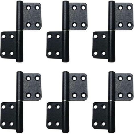 Lot de 6 charnières de porte amovibles en alliage d'aluminium noir pour portes de chambre à coucher, meubles et portes d'armoire en bois (noir) (1/5)