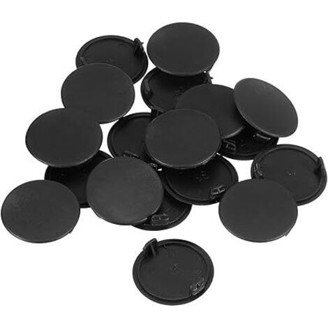Cache-Trous de charnière, 18 pièces 35mm (1-3/8") ID - Cache-Trou de charnière en Plastique Rond de Type encastré pour Meuble Armoire (Noir)