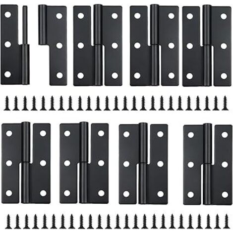Lot de 8 charnières de porte pliables en acier inoxydable 62 x 37 mm avec 50 vis pour portes en bois, armoires, extérieur et intérieur (1/5)