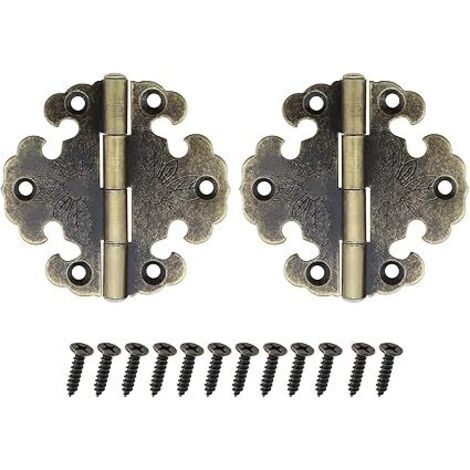 Lot de 10 charnières pliables en bronze antique pour tiroir, armoire, porte, boîte à bijoux, matériel de meubles avec vis, 66 x 66 mm