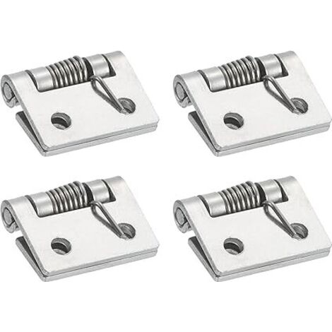 4Pcs Charnière à Ressort, Longueur de 1" Charnières à Ressort en Acier Inoxydable 304, Charnières Auto-Fermantes pour Portes de Gauche et de Droite Armoire, Argenté (Extérieur) (1/4)