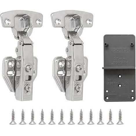 110 Degré Recouvrante Charnieres Standard Supérieure avec Amortisseur Intégré Mécanisme de Fermeture Automatique Charnière pour Armoires de Porte Cuisine et Amortissement Lot de 2 (1/5)