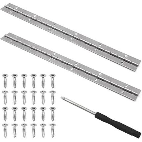 Lot de 2 Charnière Piano Acier Inoxydable 30cm Charnière Continue Robuste Avec 24 Vis et un Tournevis pour Portes d'Armoire et Pianos (1/5)