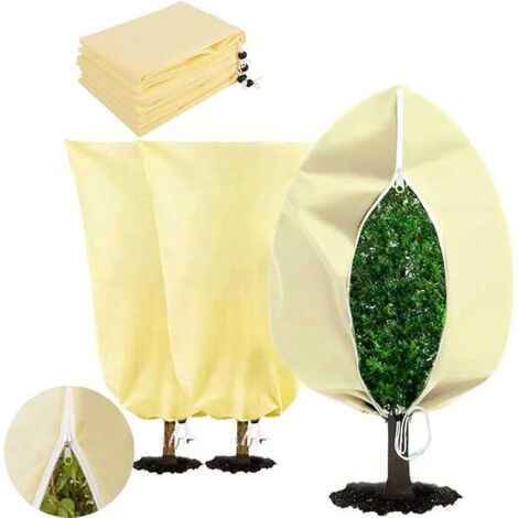 3Pcs Protection hivernale pour Plantes,80x60cm Housse Hivernage Plante avec Cordon de Serrage et Zipper, Housses de Protection pour Plantes,Protection hivernale pour Plantes en Pot (1/5)