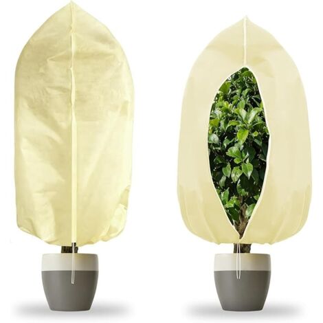 Voile d’Hivernage Plantes 80×100 cm Housse d'Hivernage Extérieure avec Cordon Housse Antigel Réutilisable Respirante et Résistante, Protection Hivernale (1/5)