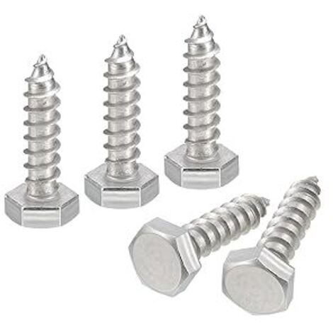 Vis Hex Head Lag Screws Boulons, 15Pcs 1/4" x 1" 304 Acier Inoxydable Partiel Filetage Vis à Bois (1/5)