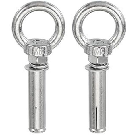 PATIKIL M8x60mm Boulon À Œil Pour Béton, 2 Pcs 304 Acier Inoxydable Boulons D’Expansion À Anneau De Levage Ancres Vis Pour Mur En Béton Briques Maçonnerie, Argent