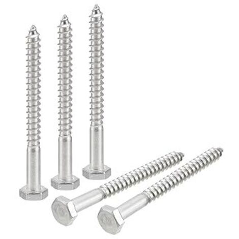 Vis Hex Head Lag Screws Boulons, 15Pcs 1/4" x 3" 304 Acier Inoxydable Partiel Fil Bois Vis (1/5)