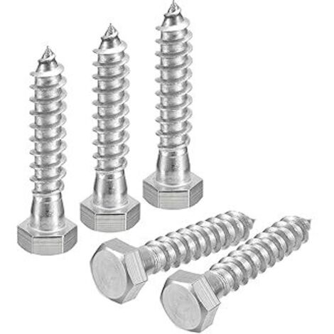 Vis Hex Head Lag Screws Boulons, 15Pcs 3/8" x 2" 304 Acier Inoxydable Partiel Fil Bois Boulons (1/5)